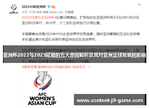 亚洲杯2022与2023延期的五大原因解析及其对亚洲足球发展的影响 亚洲杯2022与2023延期的五大原因解析及其对亚洲足球发展的影响